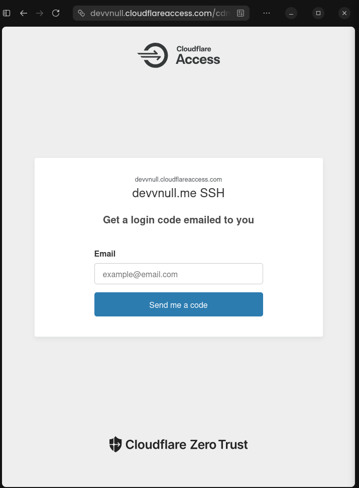 Access SSH Service enter email verification
