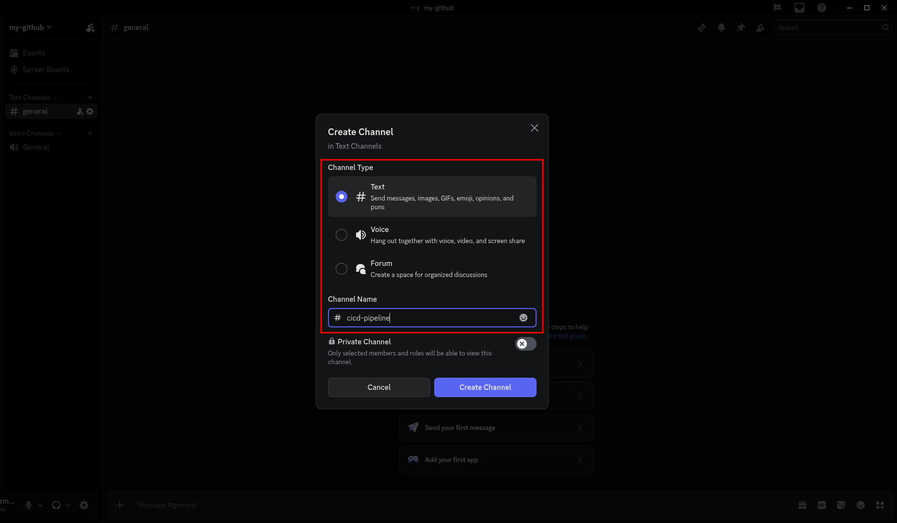 Discord Create Channel