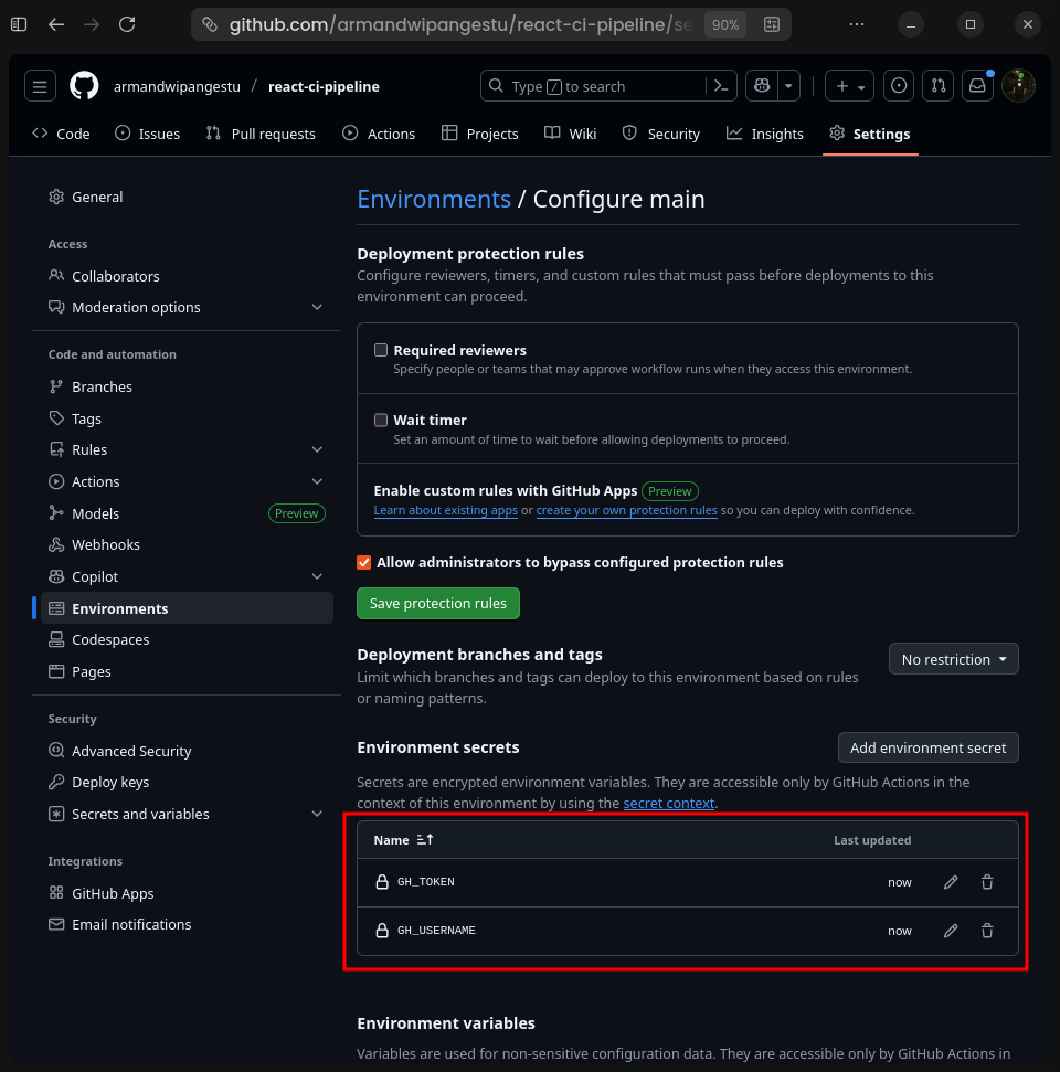 GitHub Added Secrets