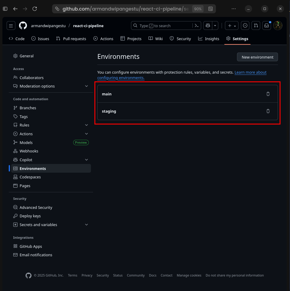 GitHub Created Env