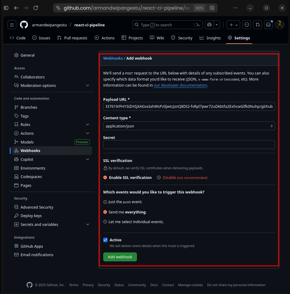 GitHub Webhook Configuration